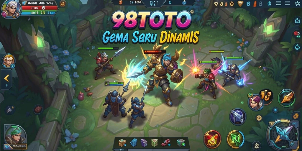 Tangkapan layar gameplay <strong>98TOTO</strong> yang menunjukkan aksi seru di arena MOBA.