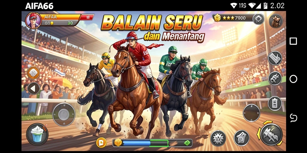 Tangkapan layar AIFA66 yang menampilkan keceriaan balapan dengan mobil sport.