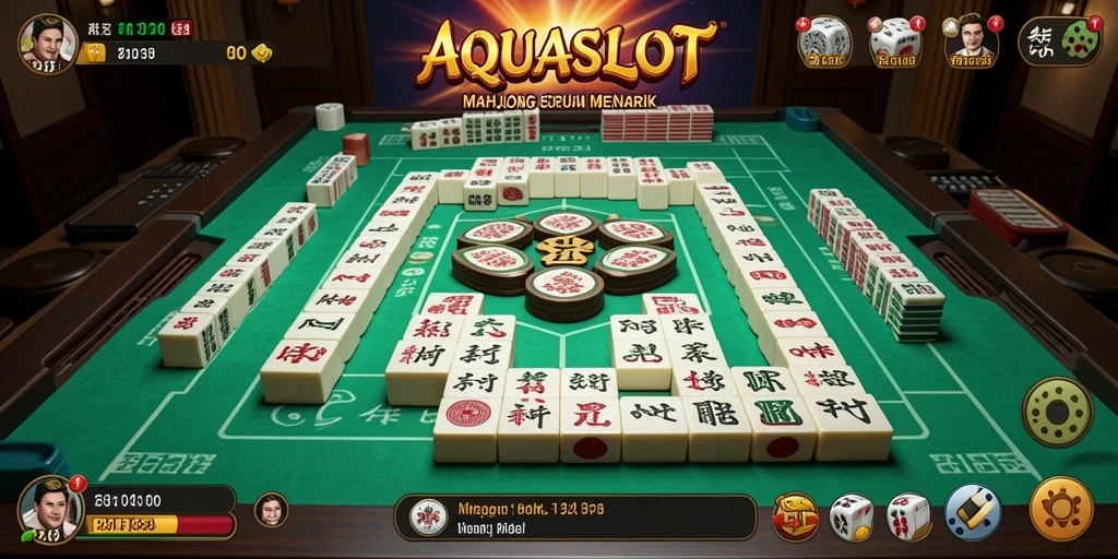 Tampilan gameplay AQUASLOT dengan serunya memainkan Mahjong.