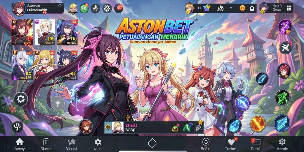 Tampilan gameplay menarik serta karakter anime berwarna-warni.
