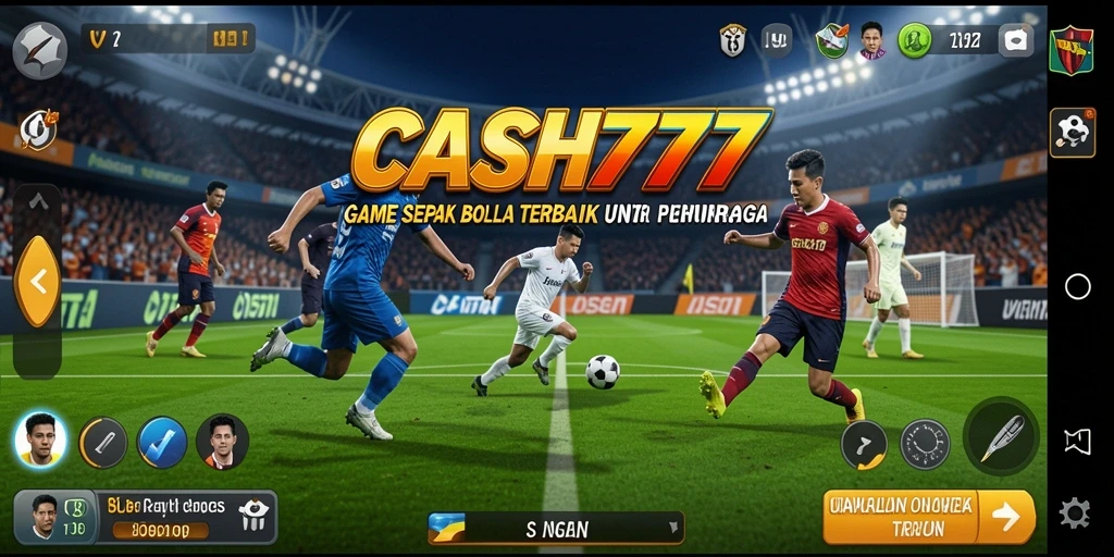 Tampilan gameplay <strong>CASH777</strong> menampilkan aksi seru di lapangan sepak bola.