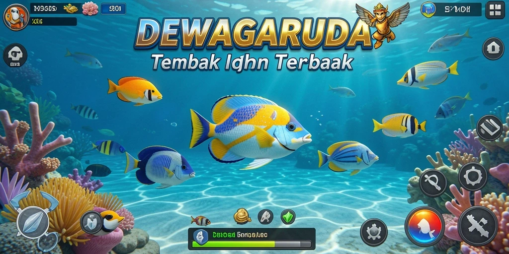Tampilan gameplay DEWAGARUDA saat menembak ikan.