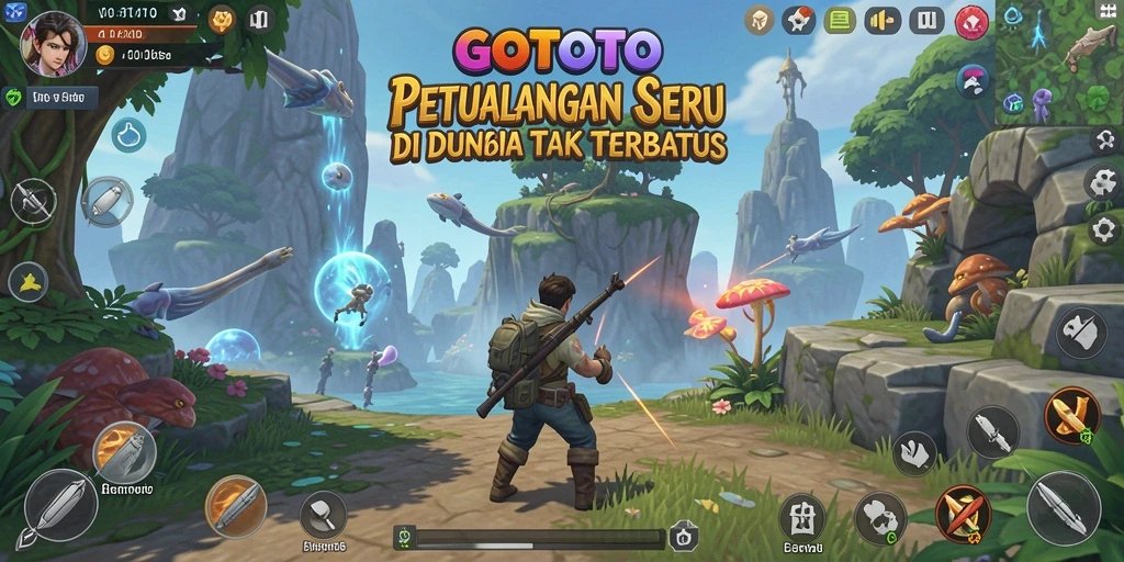 Screenshot gameplay GOTOTO menunjukkan petualangan menakjubkan yang menanti.