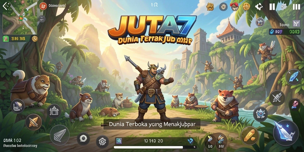 Screenshot utama menampilkan pemain menjelajahi dunia Open World yang luas.