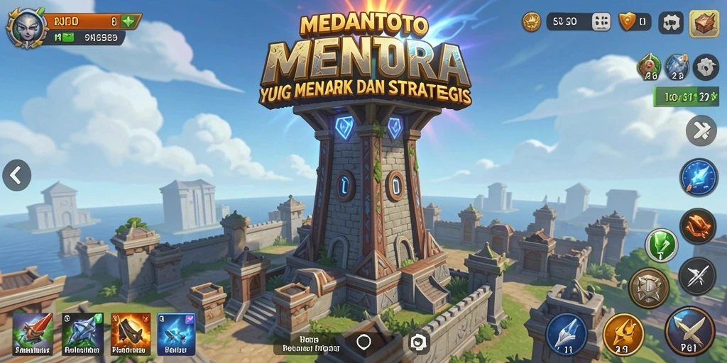 Tampilan gameplay yang menarik dalam MEDANTOTO Tower Defense.