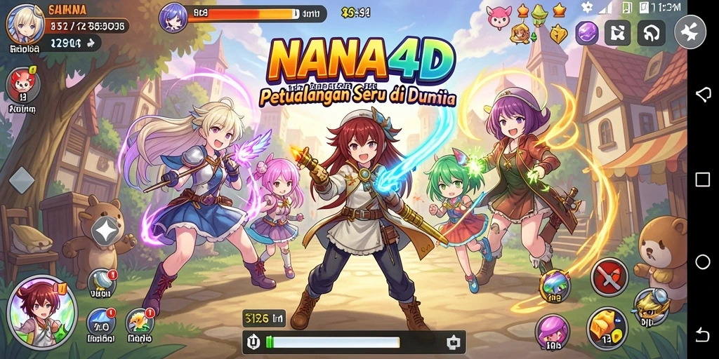 Tampilan aksi seru dalam gameplay NANA4D yang menakjubkan.