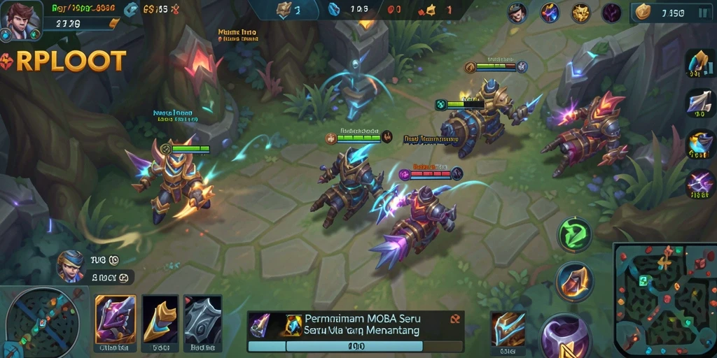 Tampilan gameplay MOBA yang intens dan menegangkan.