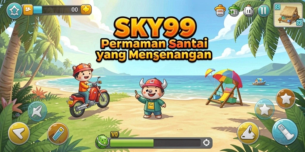 Tampilan gameplay menarik dari SKY99 dengan warna cerah dan karakter lucu.