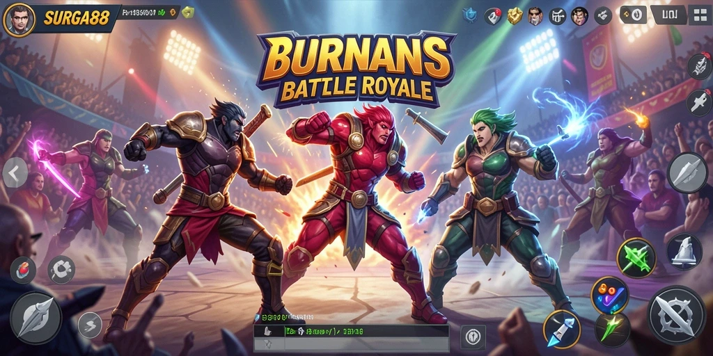 Gameplay seru dan mendebarkan di arena SURGA88 Battle Royale.