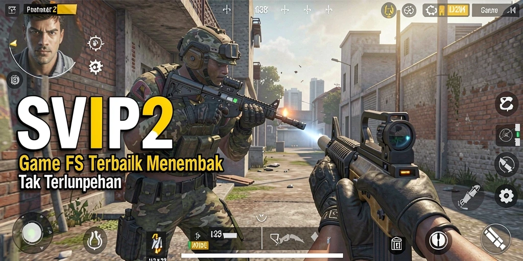 Tampilan gameplay SVIP2 dengan aksi tembak-menembak yang menegangkan.