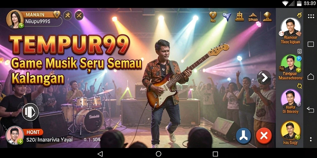 Screenshot gameplay TEMPUR99 menampilkan pengalaman bermain musik yang menyenangkan.