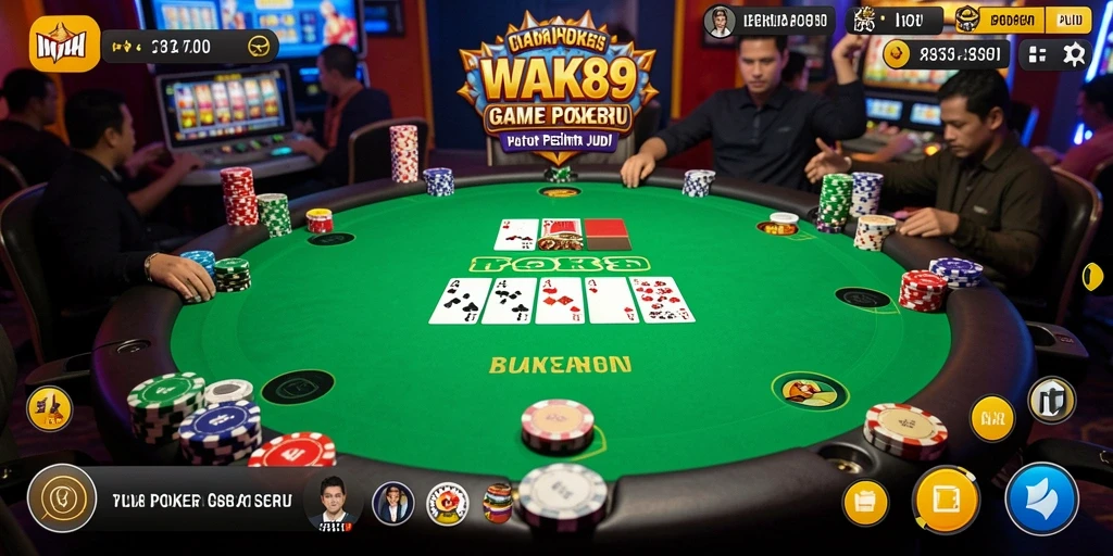 Screenshot gameplay WAK89 menampilkan suasana meja poker yang intens.