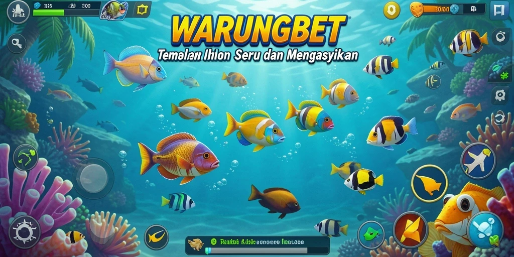 Screenshot permainan WARUNGBET dengan tampilan menembak ikan yang seru.